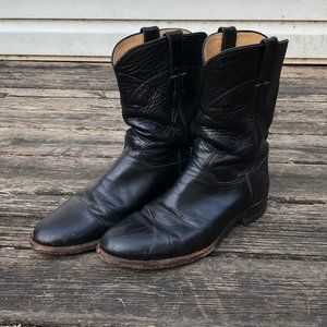 Justin Men's Jackson Roper Black Kipskin Leather